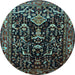 Round Persian Light Blue Traditional Rug, tr522lblu