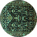 Round Machine Washable Persian Turquoise Traditional Area Rugs, wshtr522turq