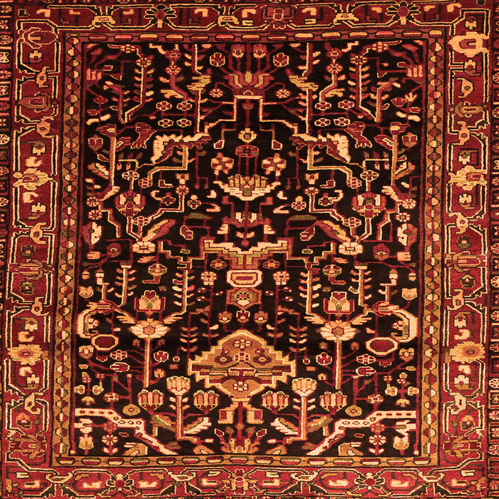 Round Machine Washable Persian Orange Traditional Area Rugs, wshtr522org