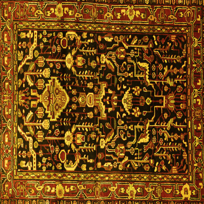 Square Persian Yellow Traditional Rug, tr522yw