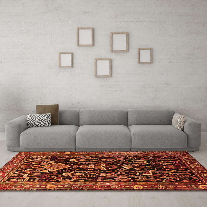 Machine Washable Persian Orange Traditional Area Rugs in a Living Room, wshtr522org