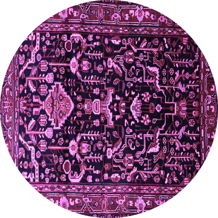 Round Persian Purple Traditional Rug, tr522pur