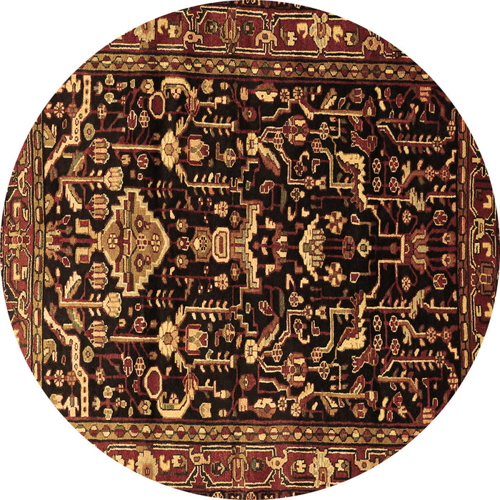 Round Persian Brown Traditional Rug, tr522brn