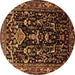 Round Persian Brown Traditional Rug, tr522brn