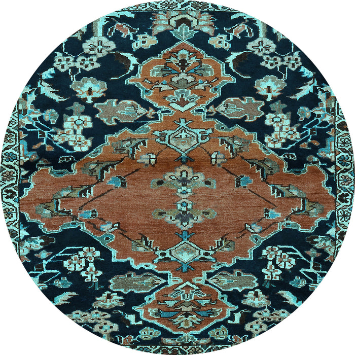 Round Persian Light Blue Traditional Rug, tr523lblu