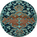 Round Persian Light Blue Traditional Rug, tr523lblu
