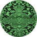 Round Persian Emerald Green Traditional Rug, tr523emgrn