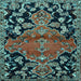 Square Machine Washable Persian Light Blue Traditional Rug, wshtr523lblu