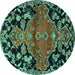 Round Persian Turquoise Traditional Rug, tr523turq