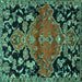 Square Machine Washable Persian Turquoise Traditional Area Rugs, wshtr523turq