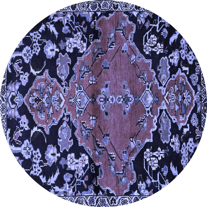 Round Persian Blue Traditional Rug, tr523blu