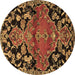 Round Persian Brown Traditional Rug, tr523brn