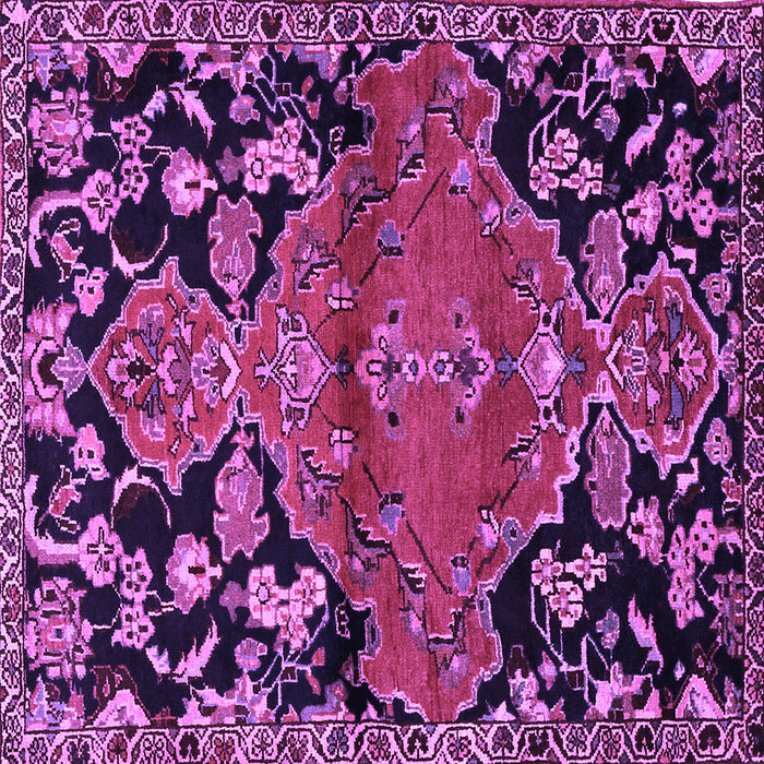Square Machine Washable Persian Purple Traditional Area Rugs, wshtr523pur