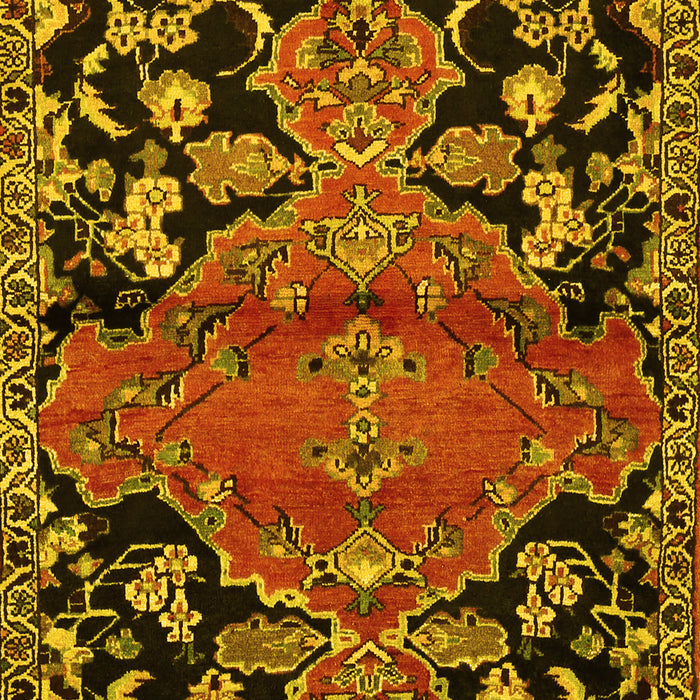 Machine Washable Persian Yellow Traditional Rug, wshtr523yw