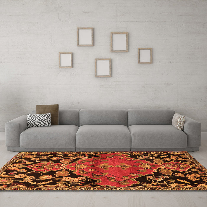 Machine Washable Persian Orange Traditional Area Rugs in a Living Room, wshtr523org