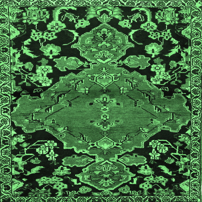 Square Persian Emerald Green Traditional Rug, tr523emgrn