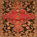 Round Machine Washable Persian Orange Traditional Area Rugs, wshtr523org