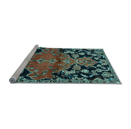 Sideview of Machine Washable Persian Light Blue Traditional Rug, wshtr523lblu
