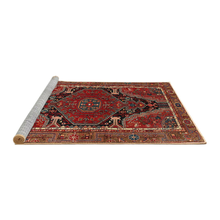 Sideview of Machine Washable Traditional Tomato Red Rug, wshtr524