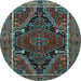 Round Persian Light Blue Traditional Rug, tr524lblu