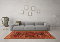 Machine Washable Persian Orange Traditional Rug, wshtr524org