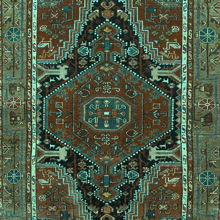 Machine Washable Persian Turquoise Traditional Area Rugs, wshtr524turq