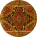 Round Persian Yellow Traditional Rug, tr524yw