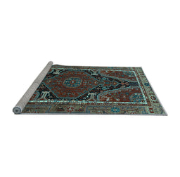 Sideview of Machine Washable Persian Light Blue Traditional Rug, wshtr524lblu