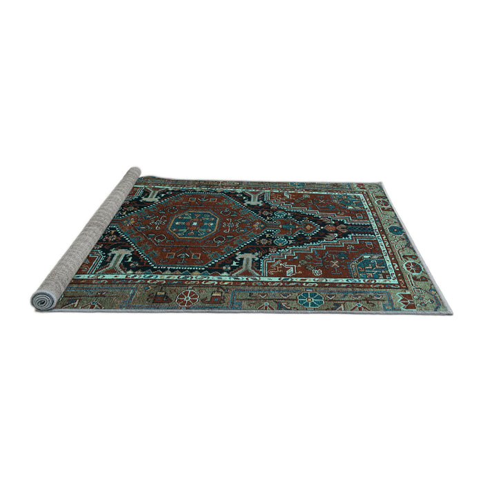 Sideview of Machine Washable Persian Light Blue Traditional Rug, wshtr524lblu
