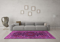 Machine Washable Persian Purple Traditional Rug, wshtr524pur