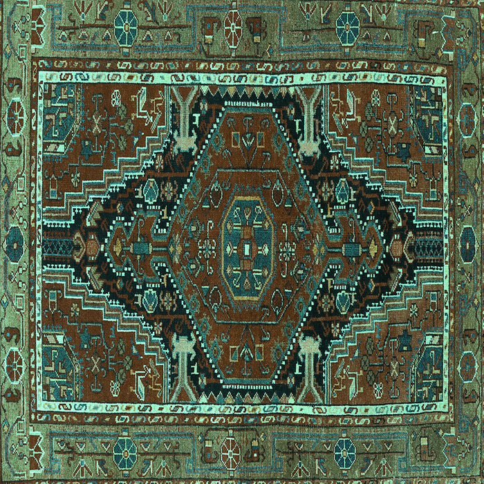 Square Machine Washable Persian Turquoise Traditional Area Rugs, wshtr524turq