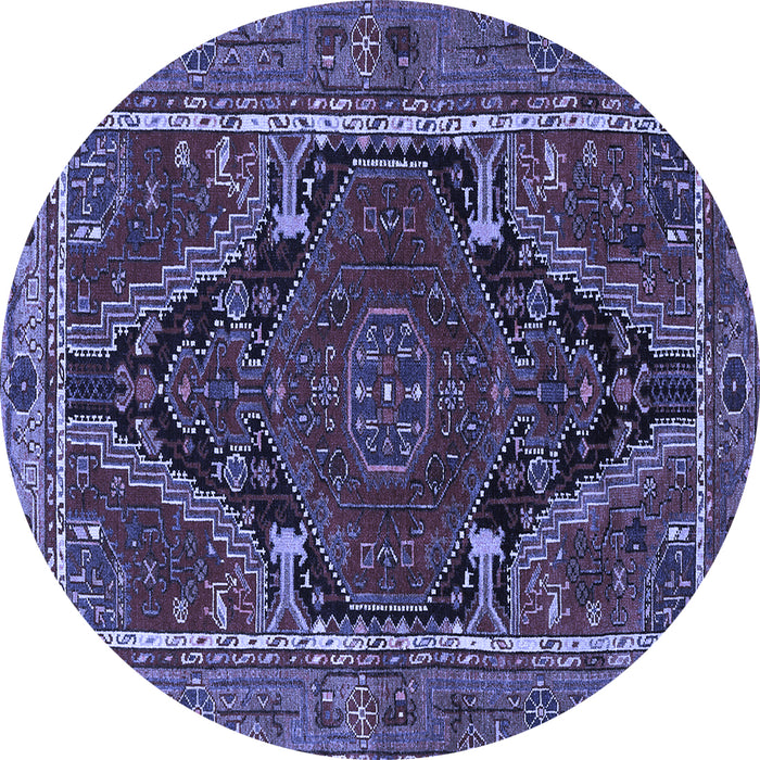 Round Persian Blue Traditional Rug, tr524blu