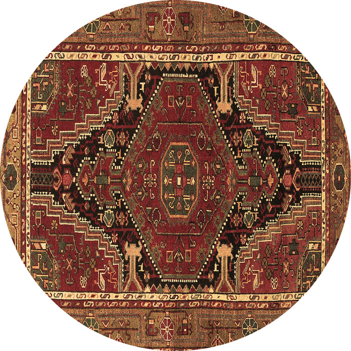 Round Persian Brown Traditional Rug, tr524brn