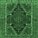 Square Machine Washable Persian Emerald Green Traditional Area Rugs, wshtr524emgrn