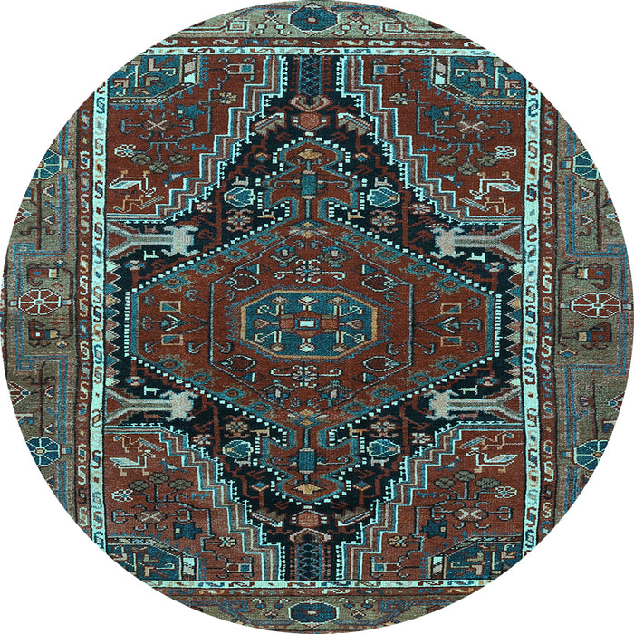 Round Machine Washable Persian Light Blue Traditional Rug, wshtr524lblu