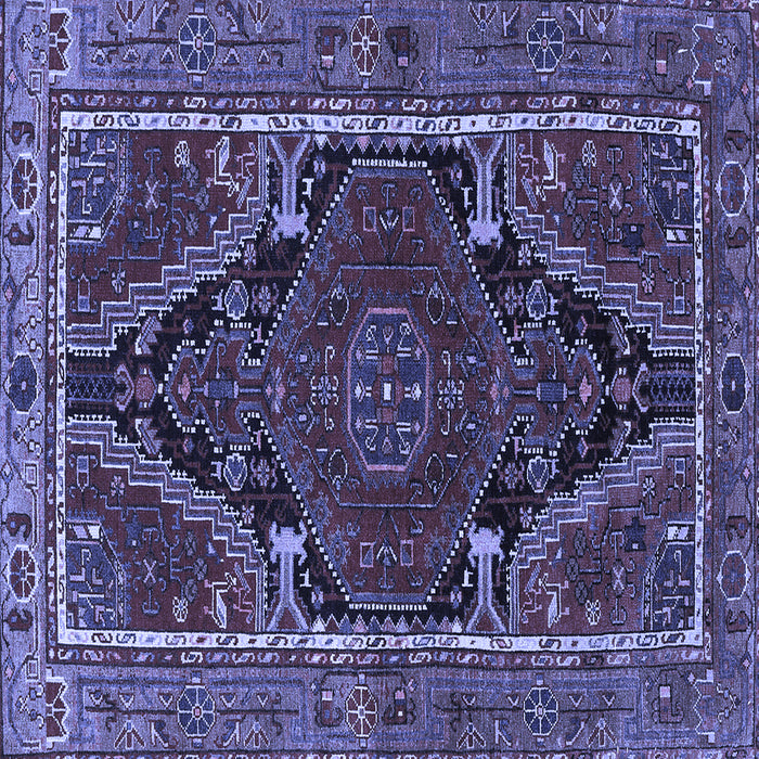 Square Machine Washable Persian Blue Traditional Rug, wshtr524blu