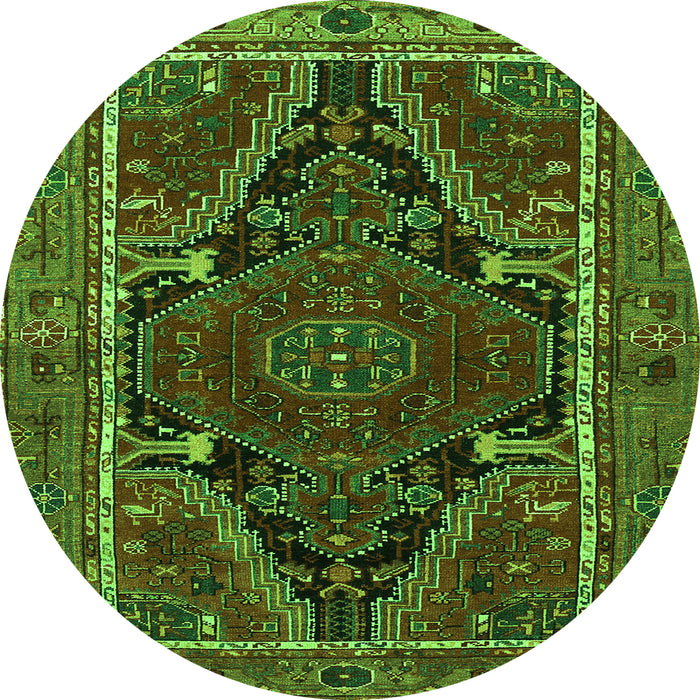 Square Persian Green Traditional Rug, tr524grn