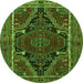 Square Persian Green Traditional Rug, tr524grn