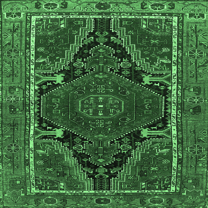 Square Persian Emerald Green Traditional Rug, tr524emgrn
