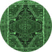 Round Persian Emerald Green Traditional Rug, tr524emgrn