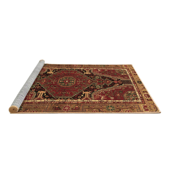 Sideview of Machine Washable Persian Brown Traditional Rug, wshtr524brn
