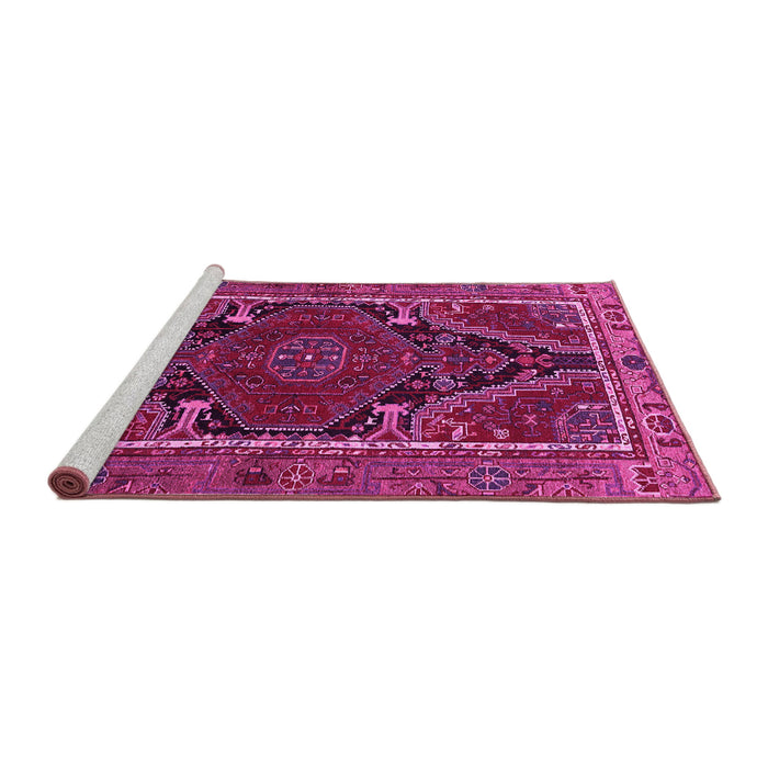 Sideview of Machine Washable Persian Pink Traditional Rug, wshtr524pnk