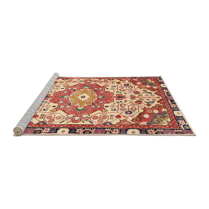 Sideview of Machine Washable Traditional Red Rug, wshtr525