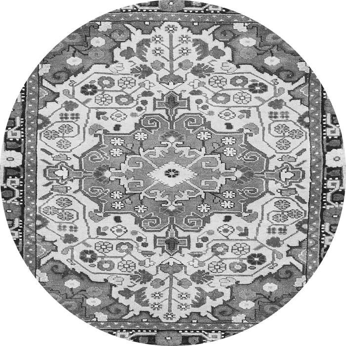 Machine Washable Medallion Gray Traditional Rug, wshtr525gry