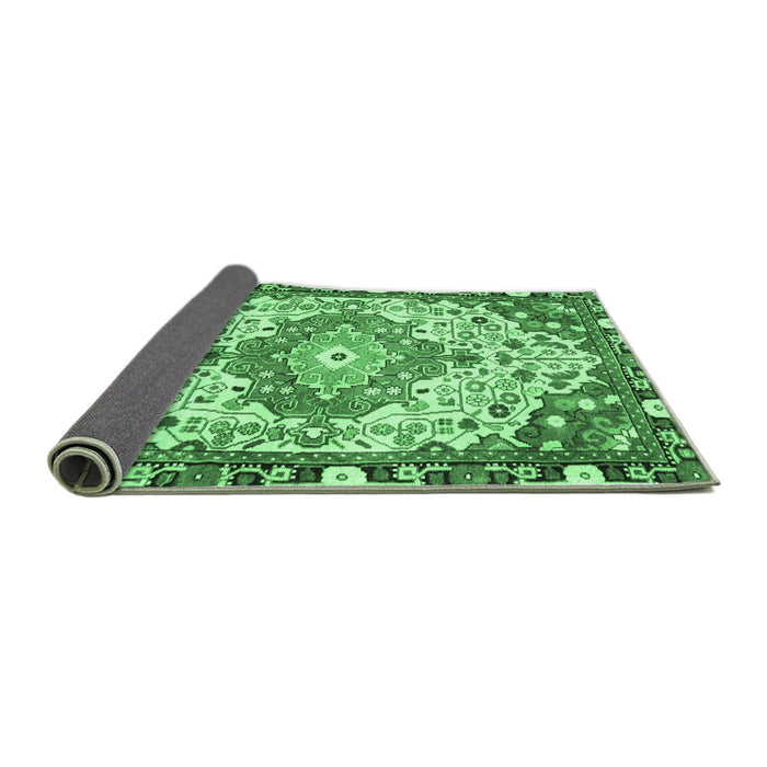 Sideview of Medallion Emerald Green Traditional Rug, tr525emgrn