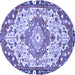 Round Machine Washable Medallion Blue Traditional Rug, wshtr525blu