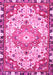 Machine Washable Medallion Pink Traditional Rug, wshtr525pnk