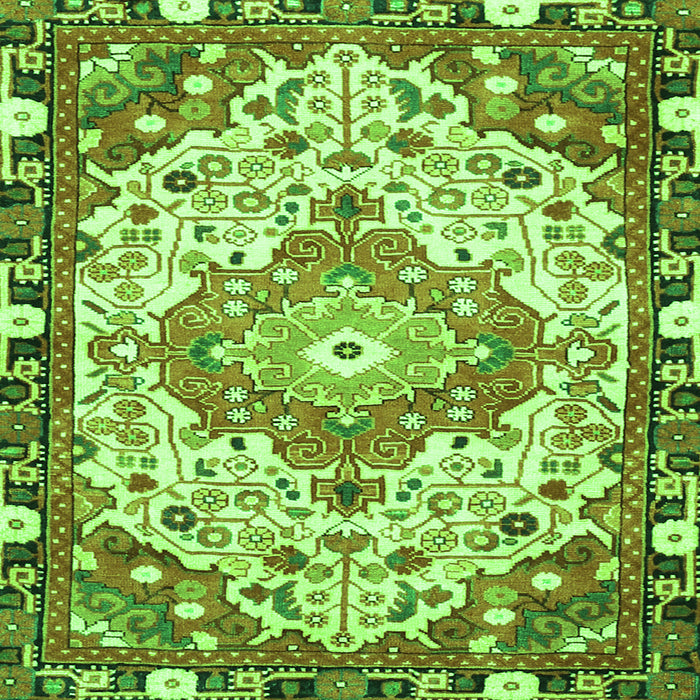 Round Machine Washable Medallion Green Traditional Area Rugs, wshtr525grn