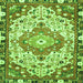 Round Machine Washable Medallion Green Traditional Area Rugs, wshtr525grn