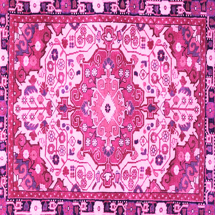 Square Machine Washable Medallion Pink Traditional Rug, wshtr525pnk